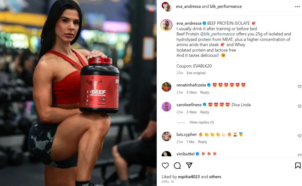 Eva Andressa Vieira takes protein on her Diet