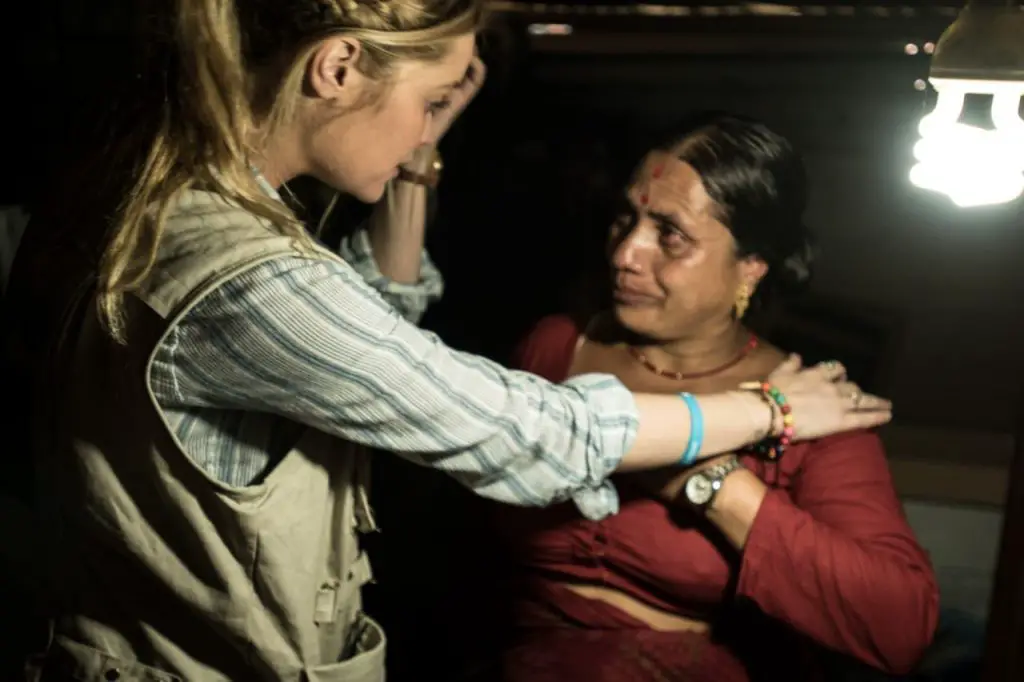 Laura Whitmore with single mother Sitha Adhikari in Nepal