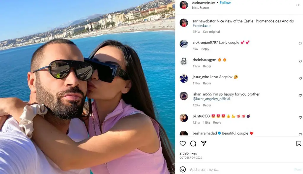 Lazar Angelov with his girlfriend in France