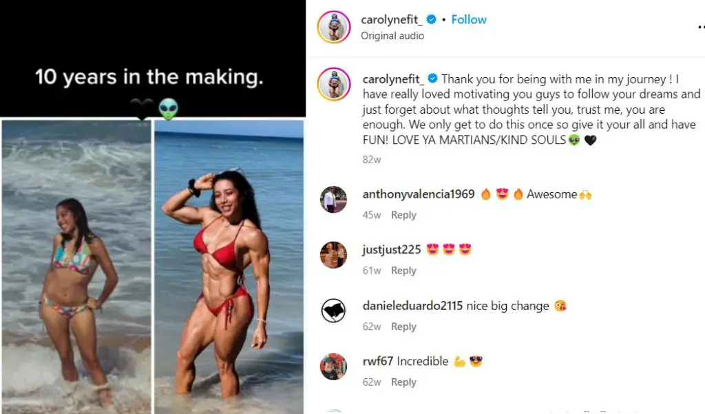 Carolyne Marquez before and after (Source: Instagram)