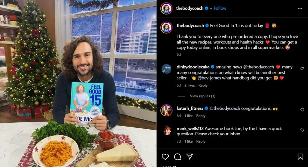 Joe Wick is not just a fitness trainer but also an accomplished author. (Source: Instagram)
