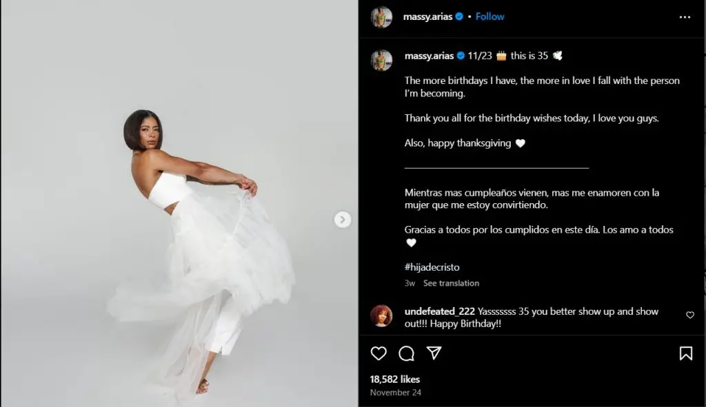 Massy Arias ageing like a fine wine, as she hit her 35th last November. (Source: Instagram)