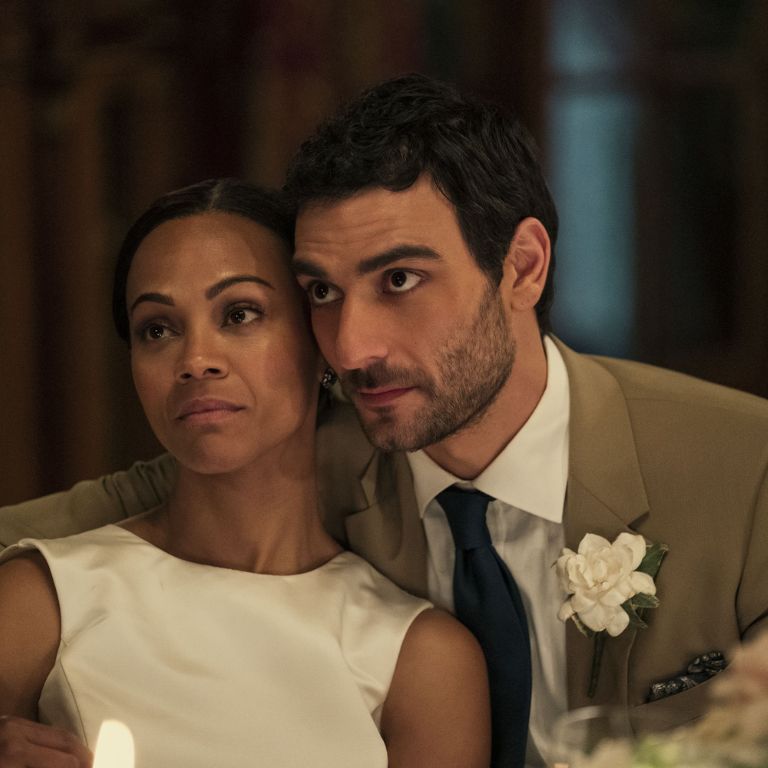 Eugenio Mastrandrea And Zoe Saldana During Their Wedding In The Netflix Series 'From Scratch'