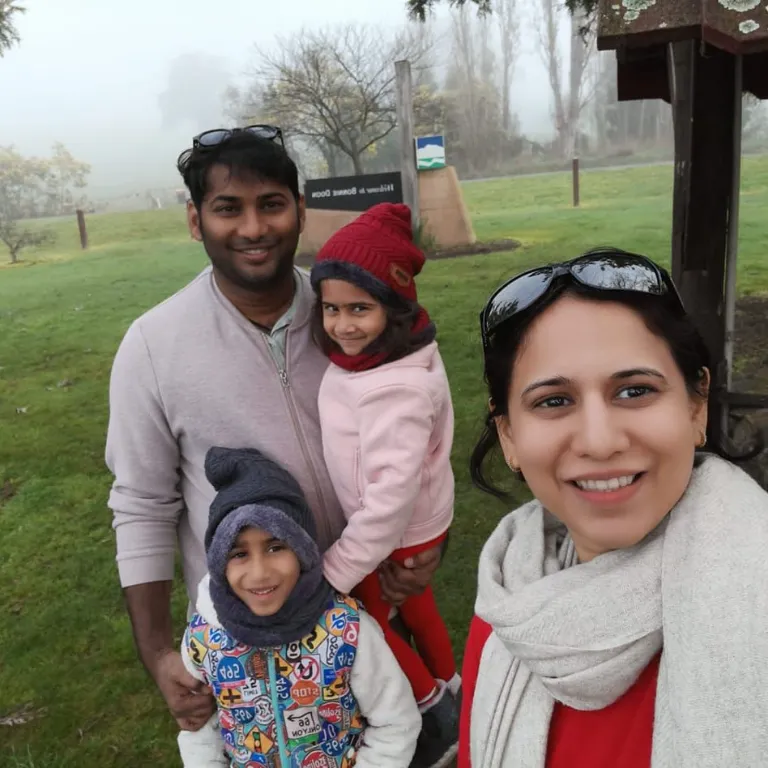 Chandra Hawsa Koneru With Her Husband, Dilip, And Two Children
