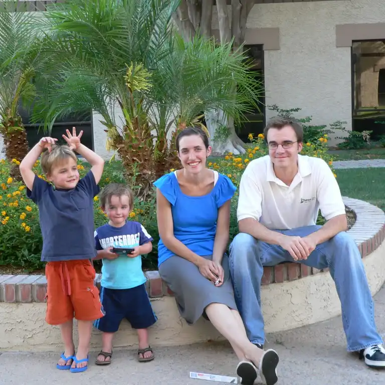 Danny Rensch with his wife, and two sons