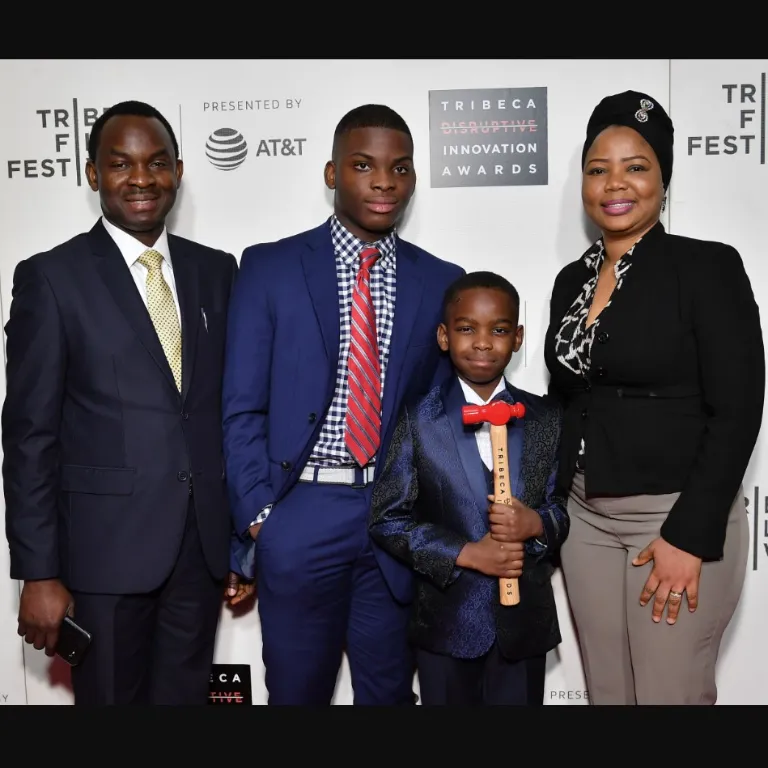 Tani Adewumi With His Parents And Brother
