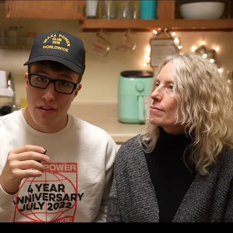 Baxter with his mother in one of his YouTube videos