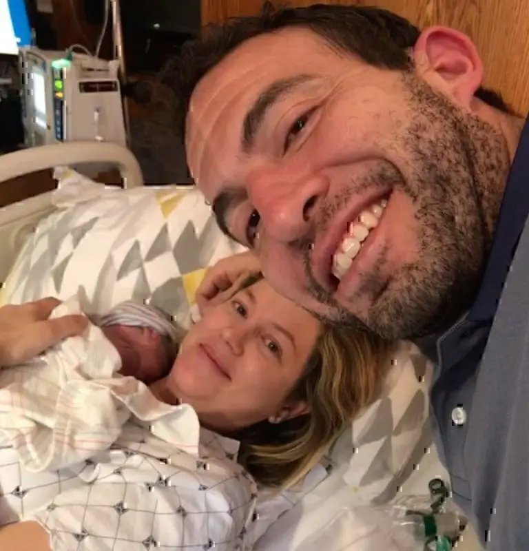 Brianna and her husband at hospital after giving birth to their son, Antonio