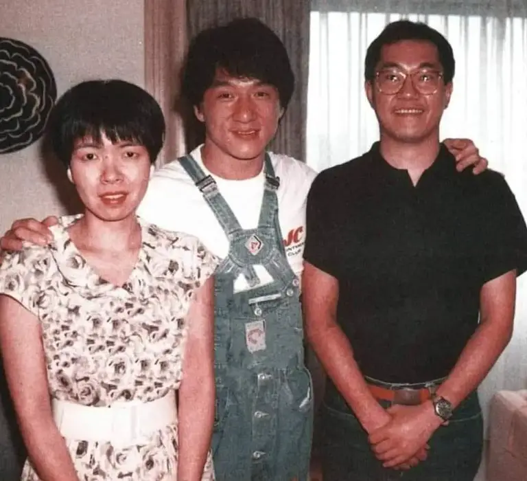 Toriyama with his wife, Yoshimi Kato, and actor Jackie Chan