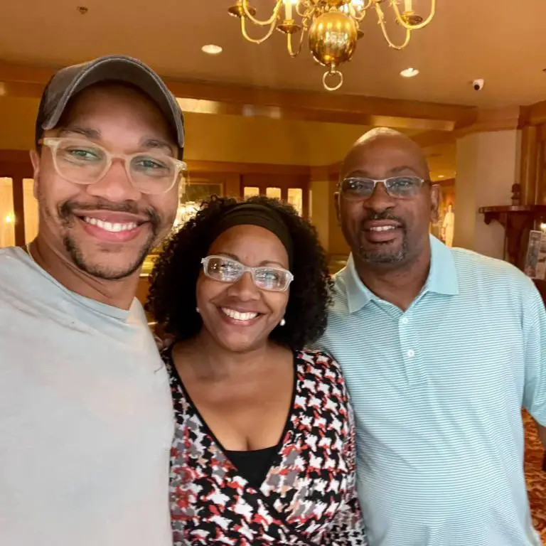Aaron Moten with his mother, and stepfather