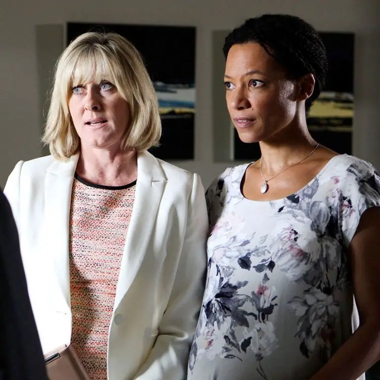 Actress Nina as Kate and Sarah as Caroline at the moment of their wedding in Last Tango in Halifax