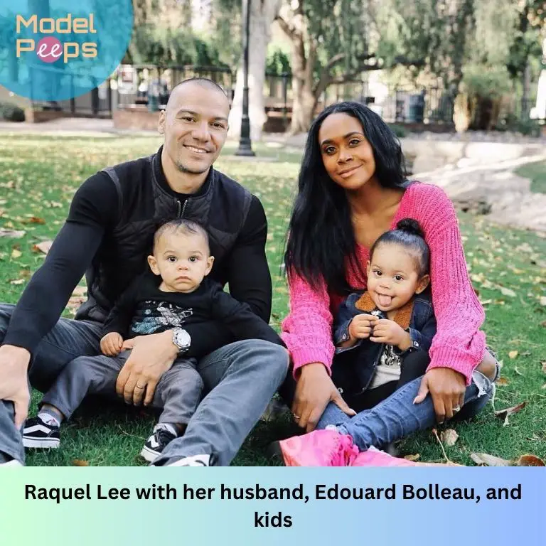 Raquel Lee with her husband, Edouard Bolleau, and kids