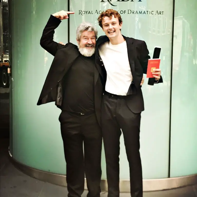 Chris with his father after his RADA graduation