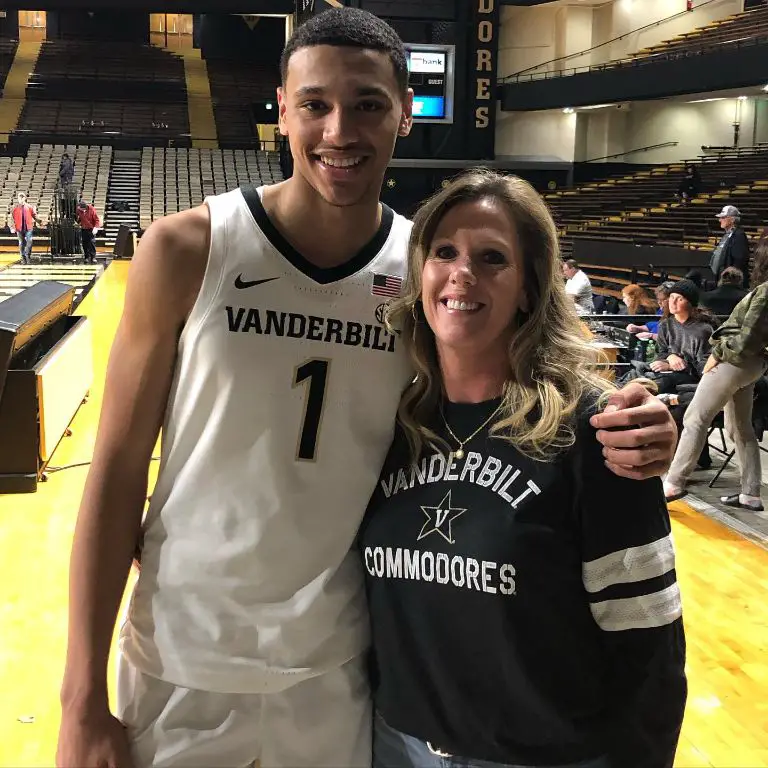 Basketball player Dylan Disu and his mother